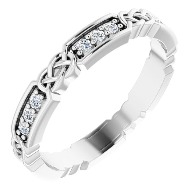 0.27 ct. Round Diamond Eternity Band Celtic Knot Accent Ring-VIRABYANI